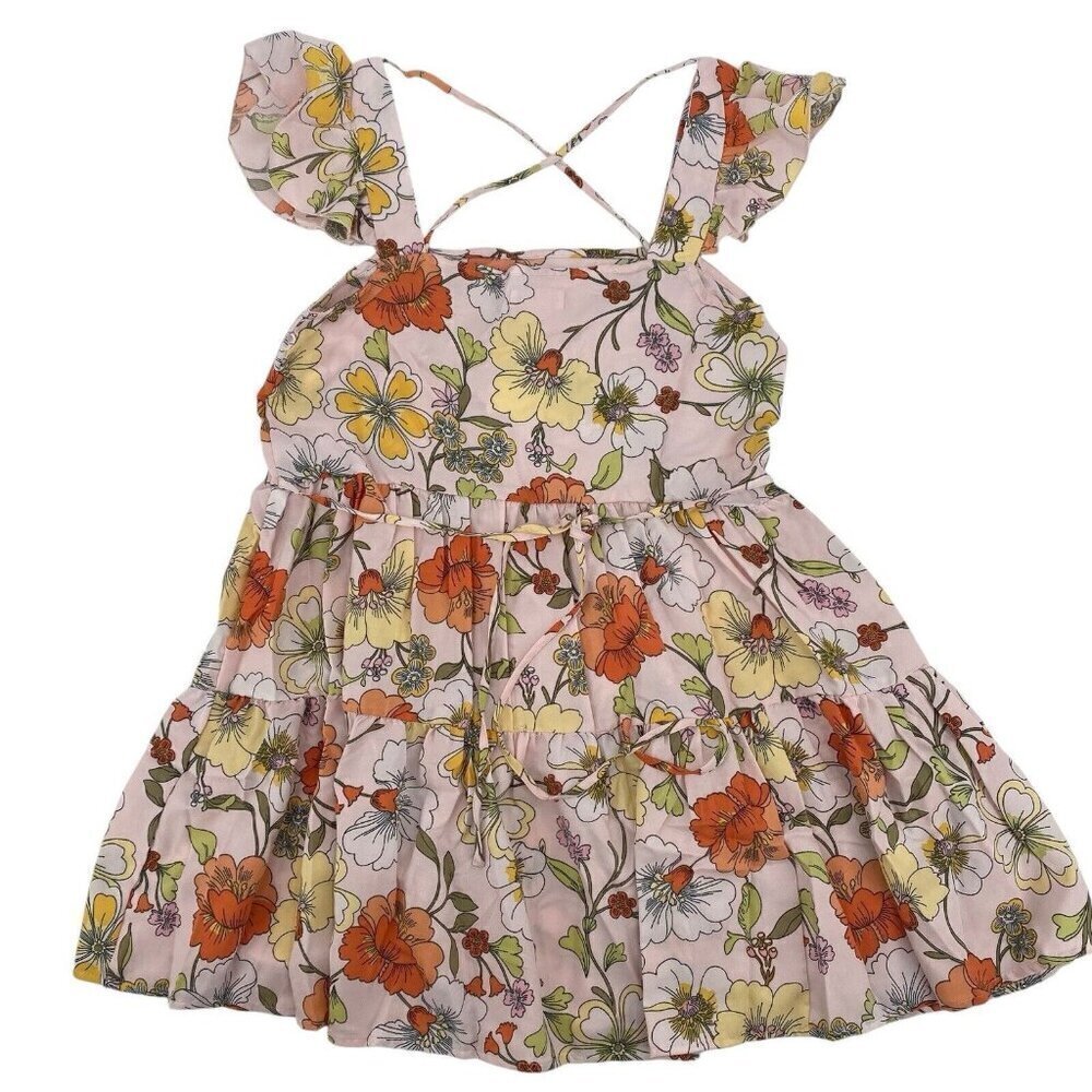 Lottie & Holly Band of Gypsies Floral Dress Blush Rust Ruffle Size Small NWT